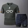 2025 Nuevo Traje Deportivo Casual de Verano para Hombre, Transpirable, de Secado Rápido, Dos Piezas, Cuello Redondo, Manga Corta, Moderno