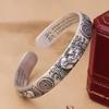 Pulsera Retro para Hombre Pulsera Abierta Personalizada Pulsera de la Fortuna Pixiu Pulsera para Hombre Pulsera Plateada Simple