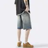 Shorts de Mezclilla Rasgados para Hombre, Estilo Delgado de Verano, Nuevo 2026 Marca de Tendencia Retro Americana Holgados Talla Grande Pantalones de Cinco Puntos
