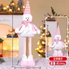 Nova Boneca de Natal em Pé Retrátil Velho de Listras Natalinas Boneco de Neve Boneca de Pernas Longas Decoração de Janela de Hotel