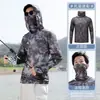 Roupa de Pesca em Malha de Seda Gelada, Roupa com Proteção Solar, Roupa Respirável de Verão com Proteção Solar para Pesca em Mar, Roupa de Proteção Solar de Novo Estilo Tendência para Exterior para Homens