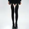 Medias de rejilla con patrón de cruz Y2K Millennium Hot Girl que realzan la forma de las piernas, Calcetines de terciopelo hasta la rodilla, Medias altas de pura deseo JK para el muslo
