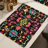 Temu Melhor Venda Transfronteiriça Jogos Americanos de Linho para Feriados com Designs de Coelho e Ovo para Sala de Jantar, Sala de Estar, Decoração de Casa e Mesa de Jantar
