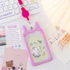 Conjunto de cartão universal retrátil dos desenhos animados para crianças Cordão de jardim de infância Cartão escolar Cartão de ônibus Cartão de refeição Conjunto de identificação de cartão de entrega