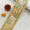 4,5CM Renda de Organza com Bordado Pesado e Pedraria para Roupas Estilo Étnico Artesanal DIY Hanfu Acessórios de Decoração para Trajes Formais