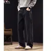 Estilo Old Money, calça casual minimalista de algodão puro para homens, corte reto, nova coleção outono 2026, modelagem solta, tamanhos grandes, design patchwork, calça comprida estilo workwear