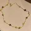 Nuevo Estilo Chino Retro Imitación Piedra Ojo de Tigre Colgante Doble Calabaza Collar de Oro Diseño de Nicho Versátil Moderno Exquisito Collar