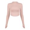 Nova Roupa de Yoga Feminina para a Primavera de 2026 com Aquecimento Infravermelho Distante, Gola Semi-Alta, Pulôver Esportivo, Manga Longa, Amiga da Pele, Respirável, Manga Longa
