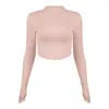 Novas Roupas de Yoga Outono e Inverno para Mulheres, Tops de Camada Base Emagrecedores e Quentes, Camisetas Finas Esportivas de Manga Longa Curtas, Roupas para Treino e Fitness