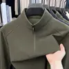 Moletom masculino com zíper parcial transfronteiriço, nova moda outono 2026, casual versátil, gola alta, pulôver, camisa base para homens