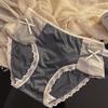 Brillo de Luna ~ Encaje de Puntada Satinada de Perlas de Alta Calidad Sin Marcas Sexy Lazo Verde Hoja de Bambú Entrepierna Talla Grande Ropa Interior Mujer