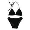 Biquíni Sexy Novo de Mola Quente Coreana Transfronteiriço em 4 Cores com Gola Halter e Cintura Alta com Fenda para Mulheres