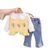 Ropa de Otoño para Bebé Niña Estilo Occidental Lindo Dulce Suéter de Tres Flores de Tres Piezas para Primavera y Otoño para Bebé Niña Ropa de Bebé a la Moda