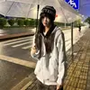 Sudadera con capucha y cárdigan de estilo retro perezoso de moda 2026 para mujer, cálida y versátil para otoño e invierno, top de nicho con forro polar