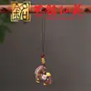 Pingente de Corrente para Celular Cavalo de Sândalo Roxo e Ébano Preto, Pingente de Bolsa Ano do Cavalo do Zodíaco Art Ming Xian Yuan, Pequeno Presente de Atração Turística
