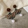 Pendientes Geométricos de Flor de Resina Transfronterizos Europeos y Americanos Otoplastias Maillard Otoño e Invierno Diseño Nicho de Gama Alta Joyería para Orejas Venta al por Mayor