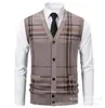 Colete Tricotado Suéter Colete Tricotado Roupa Íntima Masculina Temporada Outono e Inverno Quente Slim Fit Sem Mangas Suéter Colete Tricotado Masculino