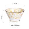 Tigela de Arroz Cerâmica Japonesa Flor das Quatro Estações 5 polegadas Tigela com Tampa de Bambu Louça 2021 Novo Doméstico Tigela Alta Pó de Gelo