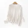 Cárdigan de punto de lana y terciopelo de estilo minimalista sin costuras para mujer, chaqueta ligera, top versátil y cálido de manga larga