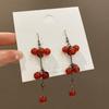 Pendientes de diseño único estilo chino de frutos rojos para mujer, pendientes largos con borlas de alta calidad, pendientes festivos retro de Año Nuevo