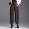 Pantalones harén cálidos y sencillos de jacquard para mujer, nuevo estilo otoño 2026, de cintura alta, adelgazantes, holgados, gruesos, cropped, casual, modernos