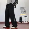 Calças personalizadas/forradas com fleece para outono e inverno, impermeáveis e à prova de vento, calças de trabalho masculinas modernas para atividades ao ar livre, corte reto solto, estilo grosso