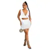 C6037 Transfronterizo Aliexpress Amazon Moda Europea y Americana Ropa para Mujer Cuello en V Sin Mangas Falda Corta Malla Pedrería Conjunto de Dos Piezas para Mujer