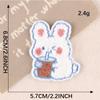 Etiqueta bordada para toalla, bordado de dibujos animados de animales, conejo, etiqueta de tela, cuenta de mano, parche DIY, accesorios de ropa, pegatinas de tela de chenilla