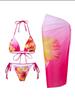 Novo Roupa de Banho Três Peças Sexy Estampada Estilo Europeu e Americano de Comércio Exterior Transfronteiriço Estilo Amarrar Estampa Lily Charm da Amazon