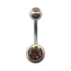 Anillo Umbilical Doble Diamante de Acero Inoxidable Meier con Hebilla de Ombligo de Diamante Joyería de Perforación Corporal Transfronteriza con Clavo de Ombligo de Diamante