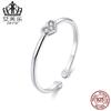 Anillo abierto Evelle para mujer, de plata de ley S925 con baño de platino, con circonitas simples en forma de corazón, el más vendido de Europa y América, SCR491