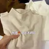 Camiseta básica de punto color rosa lechoso rosa flor de cerezo con cuello semi-alto para mujer, suéter de manga larga de color liso para otoño e invierno con cuello alto