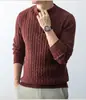 Suéter de malha masculino de alta qualidade, novo, de inverno, espesso, quente, com gola com zíper, cor sólida, moda casual masculina