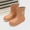 Botas de Borracha Impermeáveis Antiderrapantes de Cano Médio Estilo Coreano Simples para Mulheres Cozinha Acampamento Amarelo Botas de Chuva Modernas