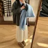 Falda Plisada de Punto Gris para Mujer, Nueva para Primavera y Otoño 2025, de Cintura Alta, Estilo Coreano, Versátil, Falda de Lana de Longitud Media para Otoño e Invierno