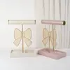 Novo Suporte de Exibição de Brincos de Metal com Laço de Tecido Brilhante Rack de Exibição de Joias