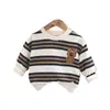 Suéter de manga larga para niños de comercio exterior ropa para hombres y mujeres lindo divertido a rayas Oso para niños manga larga casual top moda