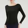 Nuevo Top Camiseta de Punto para Yoga de Otoño Modal Sexy Perezoso que Cubre la Piel Deportiva Casual Yoga Fitness Mujer