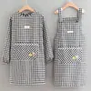 Delantal de Cocina Casera Estilo Japonés Manga Larga para Mujer Lindo Moda Impermeable Uniforme de Trabajo Bata Delantal de Cintura