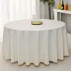 Mantel Redondo Liso para Hotel Poliéster Color Sólido Blanco y Negro Transfronterizo Restaurante Banquete Boda Mantel de Hotel 190g