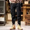 Pantalones Cargo para Hombre para Primavera y Otoño, Pantalones Jogger Resistentes con Piernas Cónicas, Estilo Retro Americano, Pantalones Largos Casuales para Exteriores con Múltiples Bolsillos