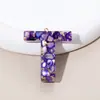 Llavero de 26 Letras Más Vendido por el Fabricante, Piedra Morada, Colgante Pequeño Semiacabado, Resina, Accesorios de Joyería DIY para Mujeres