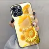 Adecuado para carcasa de cristal templado para Apple 15, funda protectora de girasol dorado para 17PROMAX, iPhone 16
