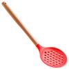Venta al por mayor de fábrica colador de silicona con mango de madera para valla cuchara para olla caliente de cocina casera filtro cuchara para escoria de sopa herramientas de cocina