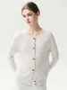 Nuevo Otoño 2026 Cárdigan 100% Cachemira para Mujer Cuello Redondo Abotonado Estilo Francés Prendas de Punto Exteriores Camiseta Base