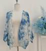 Vestido artístico azul tie-dye hecho a mano de Radix Isatidis de planta pura original, sobrecapas exteriores protectoras solares