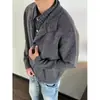Cardigan de Malha Meia-Gola Estilo Coreano Outono e Inverno Malha Quente Jaqueta Casual Versátil Estilo Retro Old Money Novo Masculino