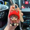 Caixa de presente criativa boné de lã com strass Qiqi chaveiro placa de número de celular anti-perda chaveiro de carro moda feminina