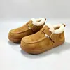 Zapatos de Algodón para Mujer Invierno Transfronterizos Comercio Exterior Botas de Nieve Aterciopeladas Espesas Cálidas Botas de Algodón Exteriores Hebilla Botines Modernos Venta al por Mayor