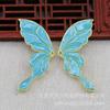 Accesorios de Joyería DIY Goteo de Aceite Imitación Jade Hecho a Mano Cola de Fénix Cobre 46*22mm Azul Quemado Alas de Mariposa B3046